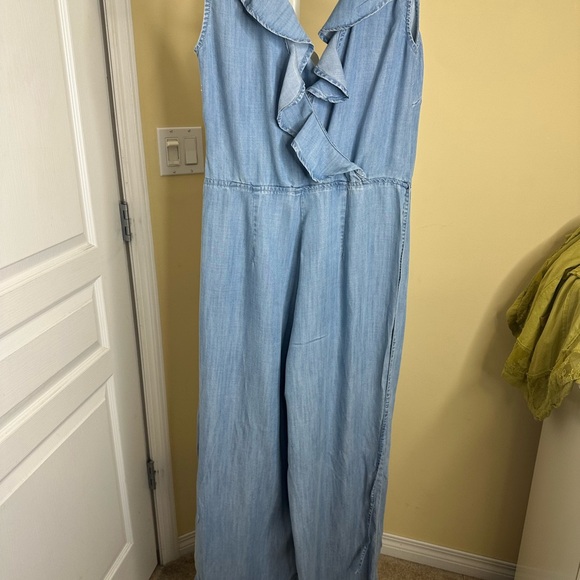 Guess tencel ruffled Light Blue Women's Wide-Leg Jumpsuit - Picture 8 of 12